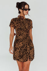Ring Leader Short Sleeve Mini Dress Leopard Black