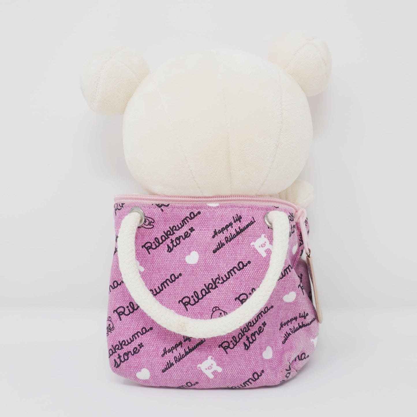 2012 Korilakkuma in Pink Zipper Tote Plush - Rilakkuma Store Tokyo Station 3rd Anniversary - San-X