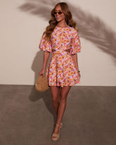 Nomadic Charm Floral Cut Out Mini Dress