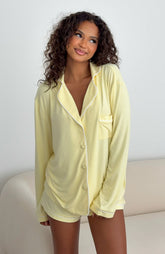 Airplane Mode Modal Pyjama Top Lemon