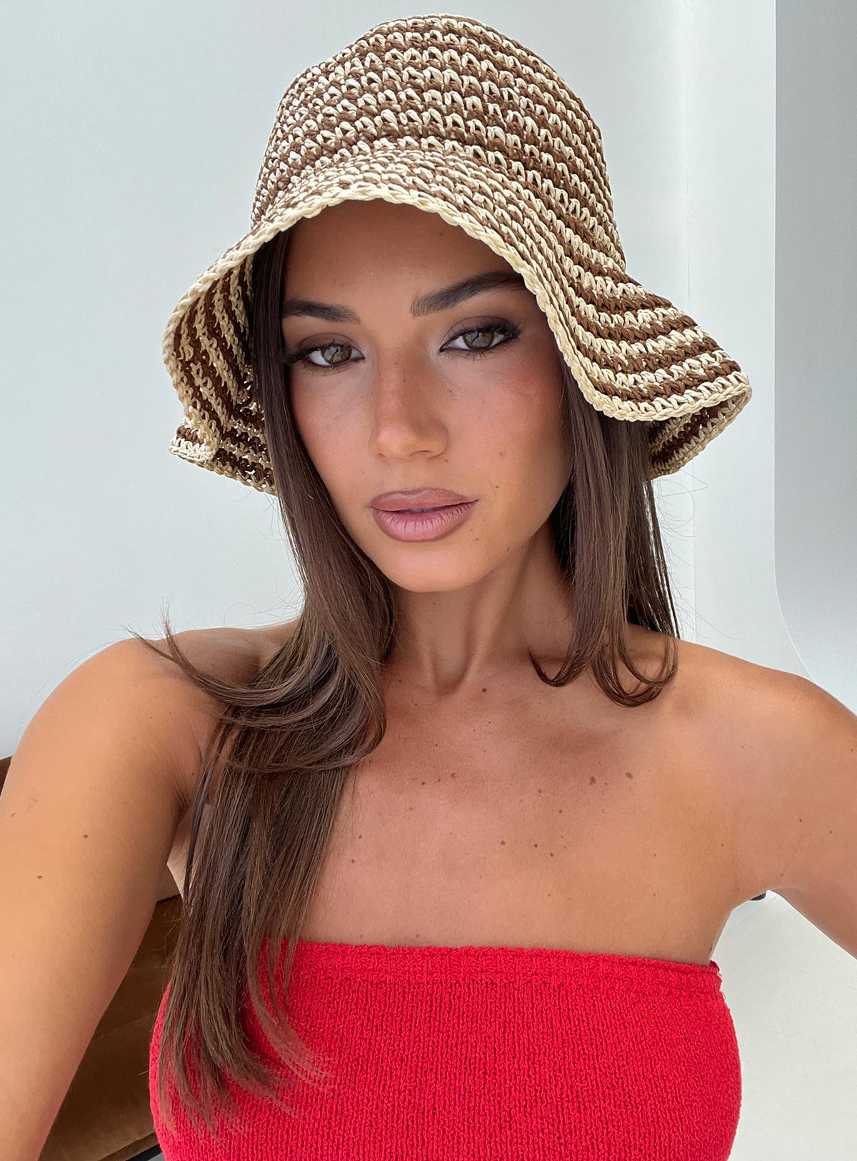 Celestea Woven Bucket Hat Tan / Brown